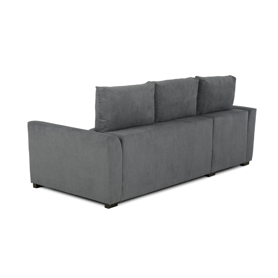 Sofá cama com chaise longue reversível cinza OLIVER - Gato Preto