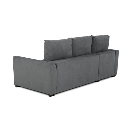 Sofá cama com chaise longue reversível cinza OLIVER - Gato Preto