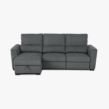 Sofá cama com chaise longue reversível cinza OLIVER - Gato Preto