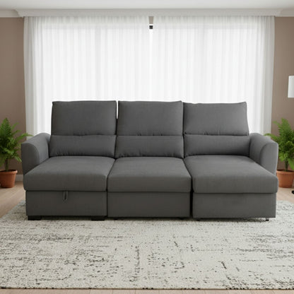 Sofá cama com chaise longue reversível cinza OLIVER - Gato Preto