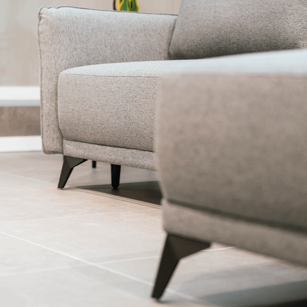 Sofá cama com chaise longue reversível cinza TOBY - Gato Preto