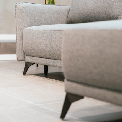 Sofá cama com chaise longue reversível cinza TOBY - Gato Preto