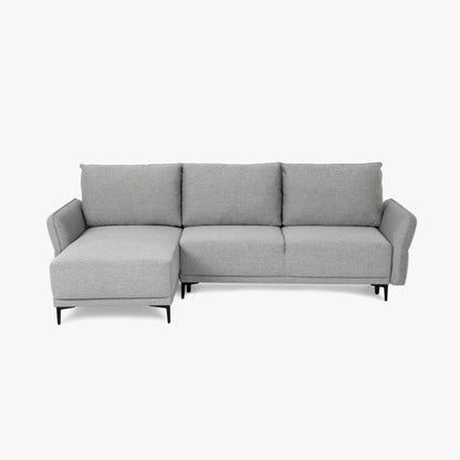 Sofá cama com chaise longue reversível cinza TOBY - Gato Preto