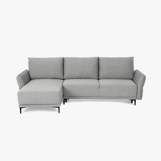 Sofá cama com chaise longue reversível cinza TOBY - Gato Preto