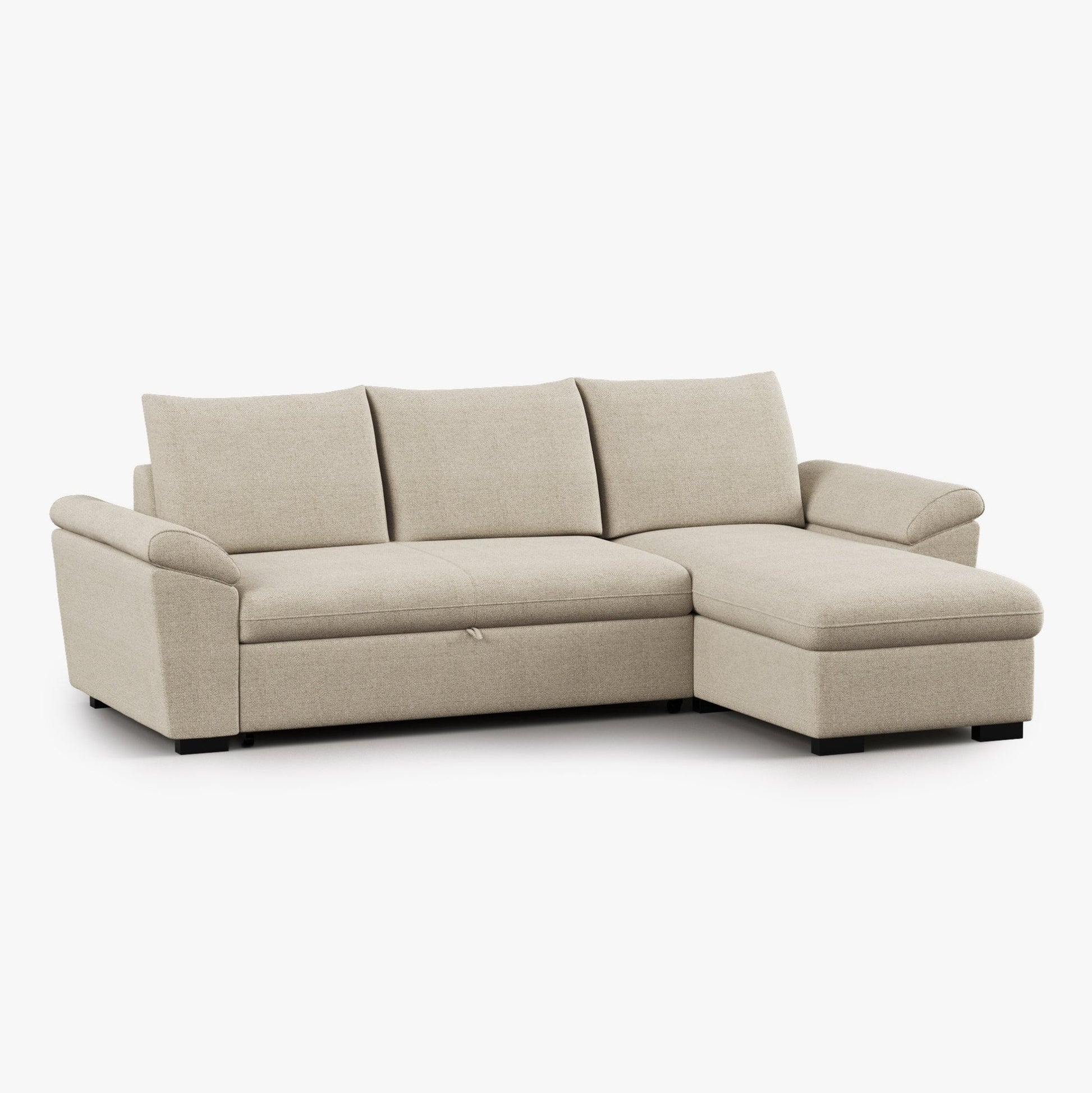 Sofá Cama com Chaise Longue Reversível e Arrumação PORTMAN - Gato Preto