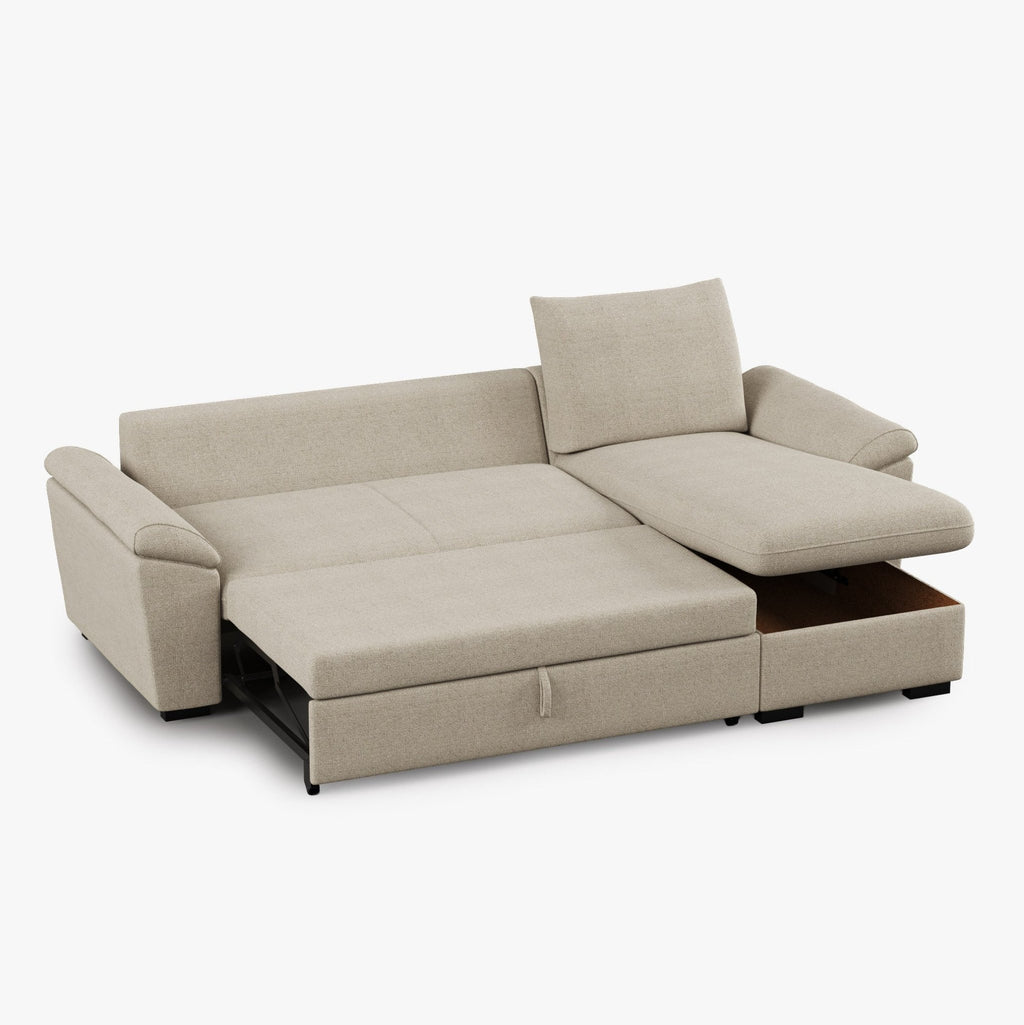 Sofá Cama com Chaise Longue Reversível e Arrumação PORTMAN - Gato Preto