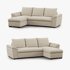 Sofá Cama com Chaise Longue Reversível e Arrumação PORTMAN - Gato Preto