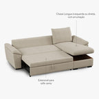 Sofá Cama com Chaise Longue Reversível e Arrumação PORTMAN - Gato Preto