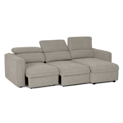 Sofá cama com chaise longue reversível e cabeceiras ajustáveis bege MORGAN - Gato Preto