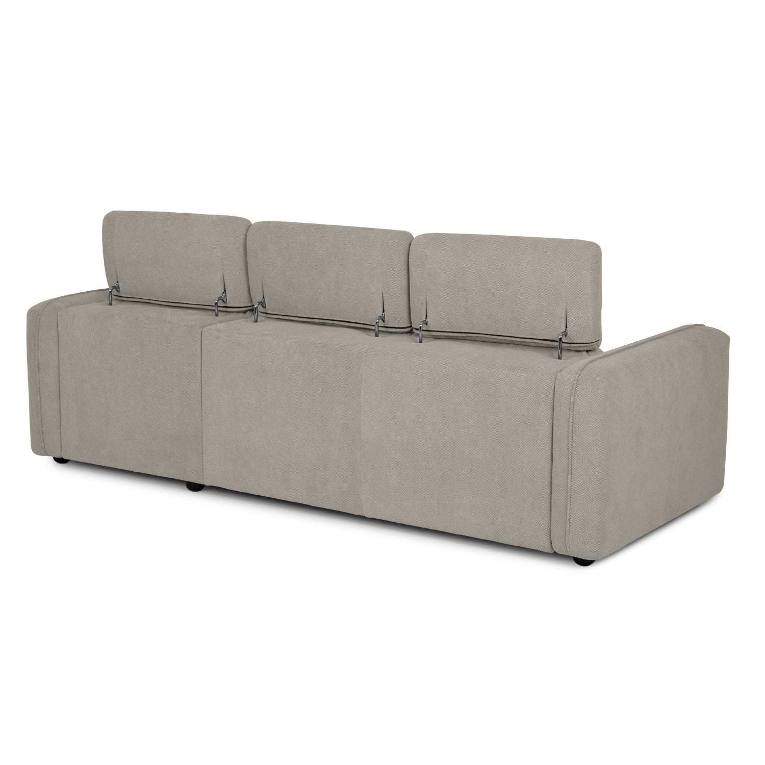Sofá cama com chaise longue reversível e cabeceiras ajustáveis bege MORGAN - Gato Preto