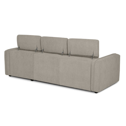 Sofá cama com chaise longue reversível e cabeceiras ajustáveis bege MORGAN - Gato Preto
