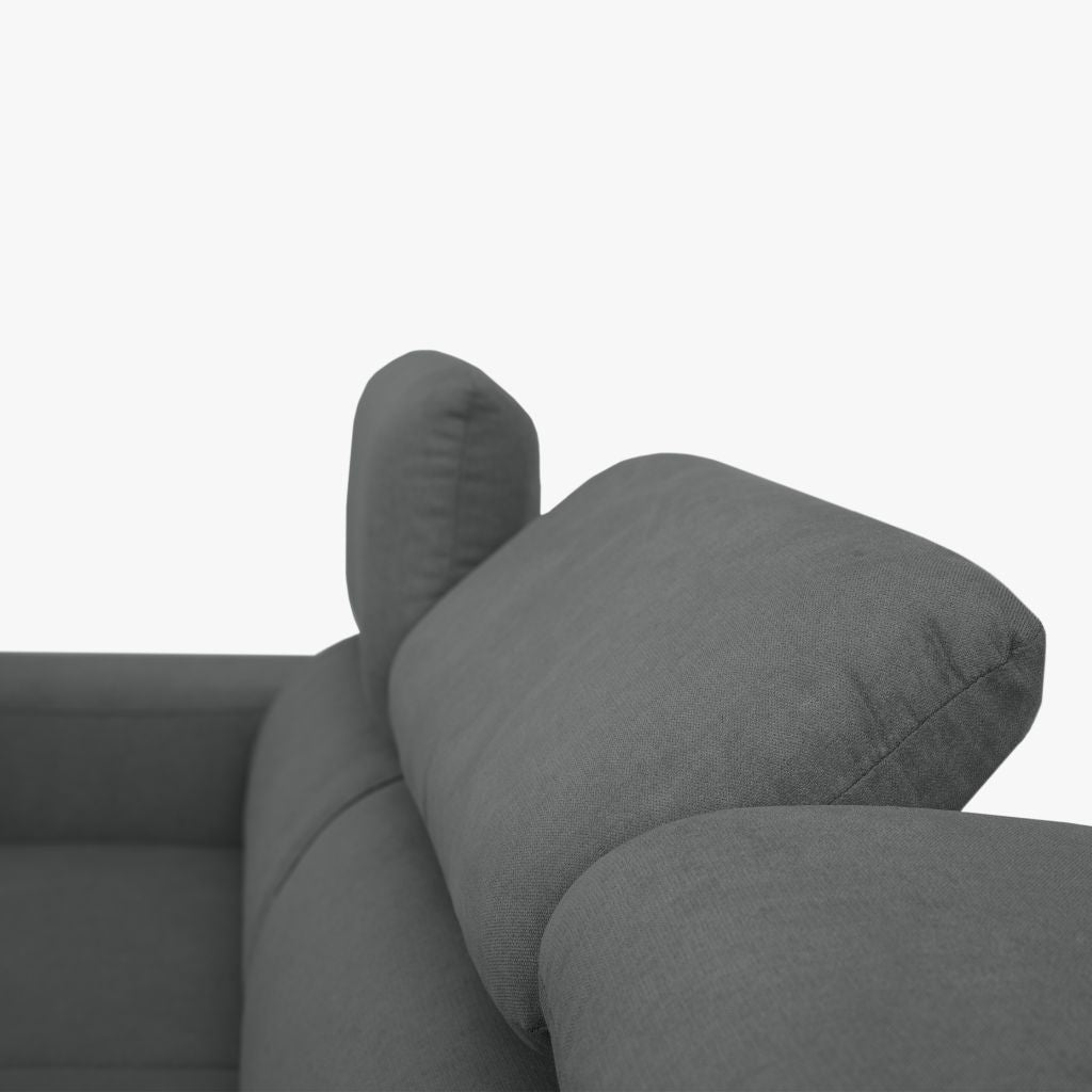 Sofá - Cama com Chaise Longue Reversível e Cabeceiras Ajustáveis Cinza Escuro JOHN - Gato Preto