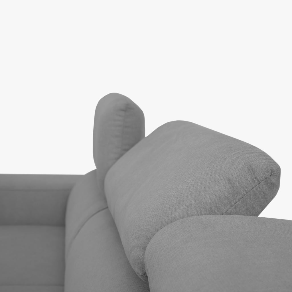 Sofá - Cama com Chaise Longue Reversível e Cabeceiras Ajustáveis Cinza Escuro JOHN - Gato Preto