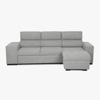 Sofá - Cama com Chaise Longue Reversível e Cabeceiras Ajustáveis Cinza Escuro JOHN - Gato Preto