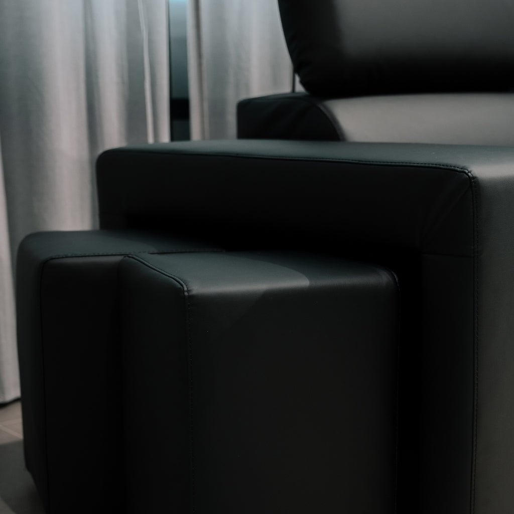 Sofá - Cama com Chaise Longue Reversível e Cabeceiras Ajustáveis Cinza Escuro JOHN - Gato Preto