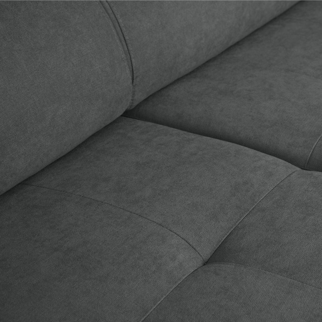 Sofá - Cama com Chaise Longue Reversível e Cabeceiras Ajustáveis Cinza Escuro JOHN - Gato Preto