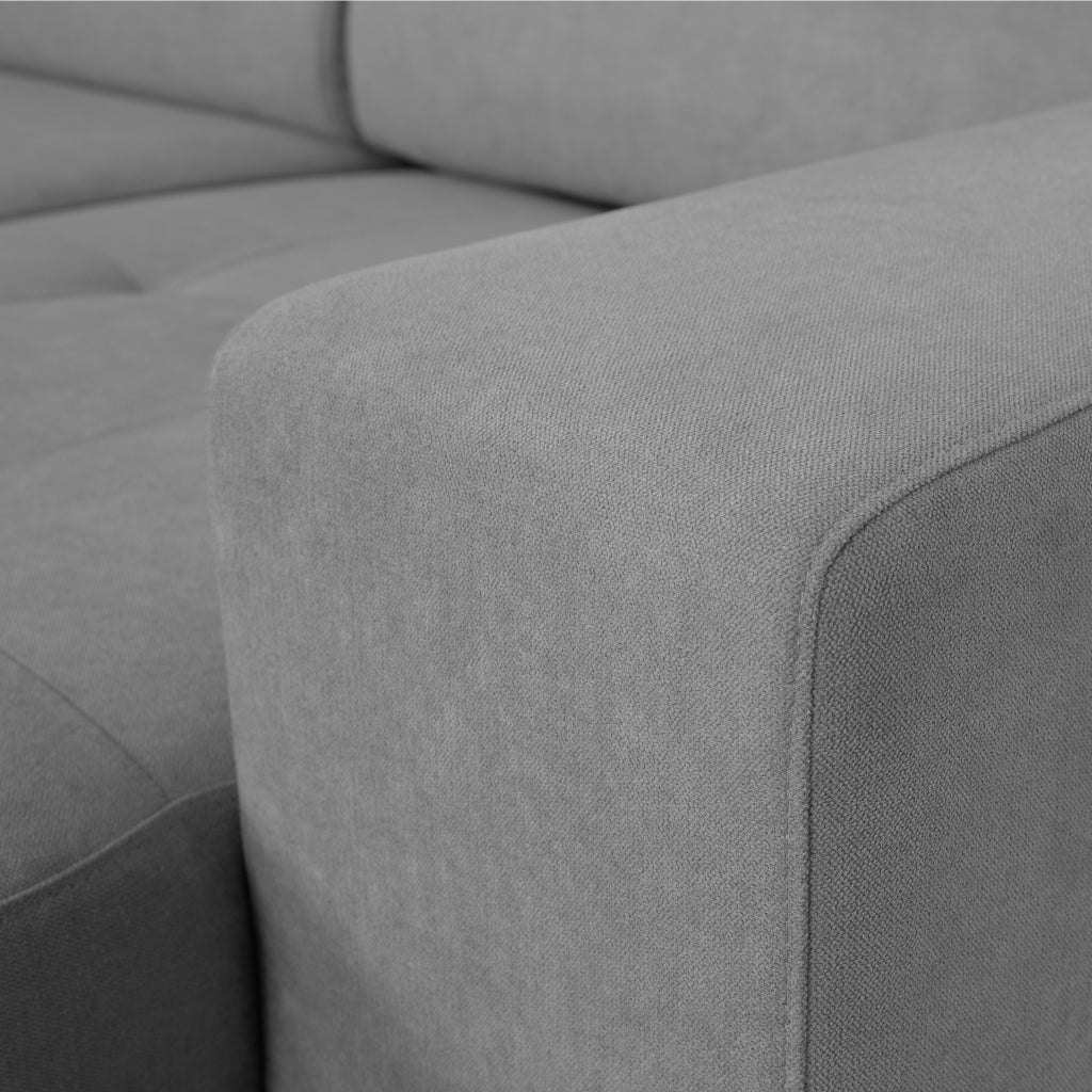 Sofá - Cama com Chaise Longue Reversível e Cabeceiras Ajustáveis Cinza Escuro JOHN - Gato Preto