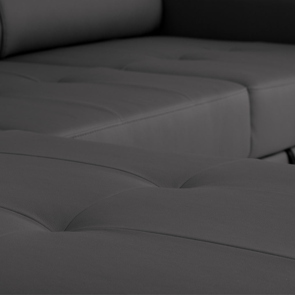 Sofá - Cama com Chaise Longue Reversível e Cabeceiras Ajustáveis Cinza Escuro JOHN - Gato Preto