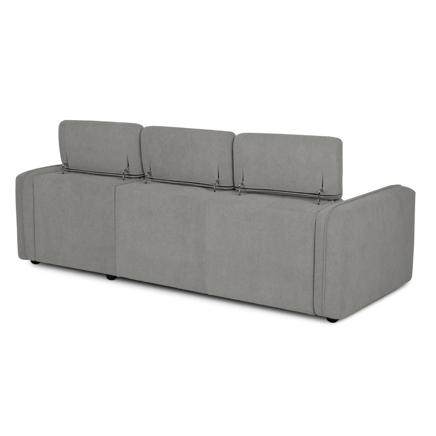Sofá cama com chaise longue reversível e cabeceiras ajustáveis cinza MORGAN - Gato Preto