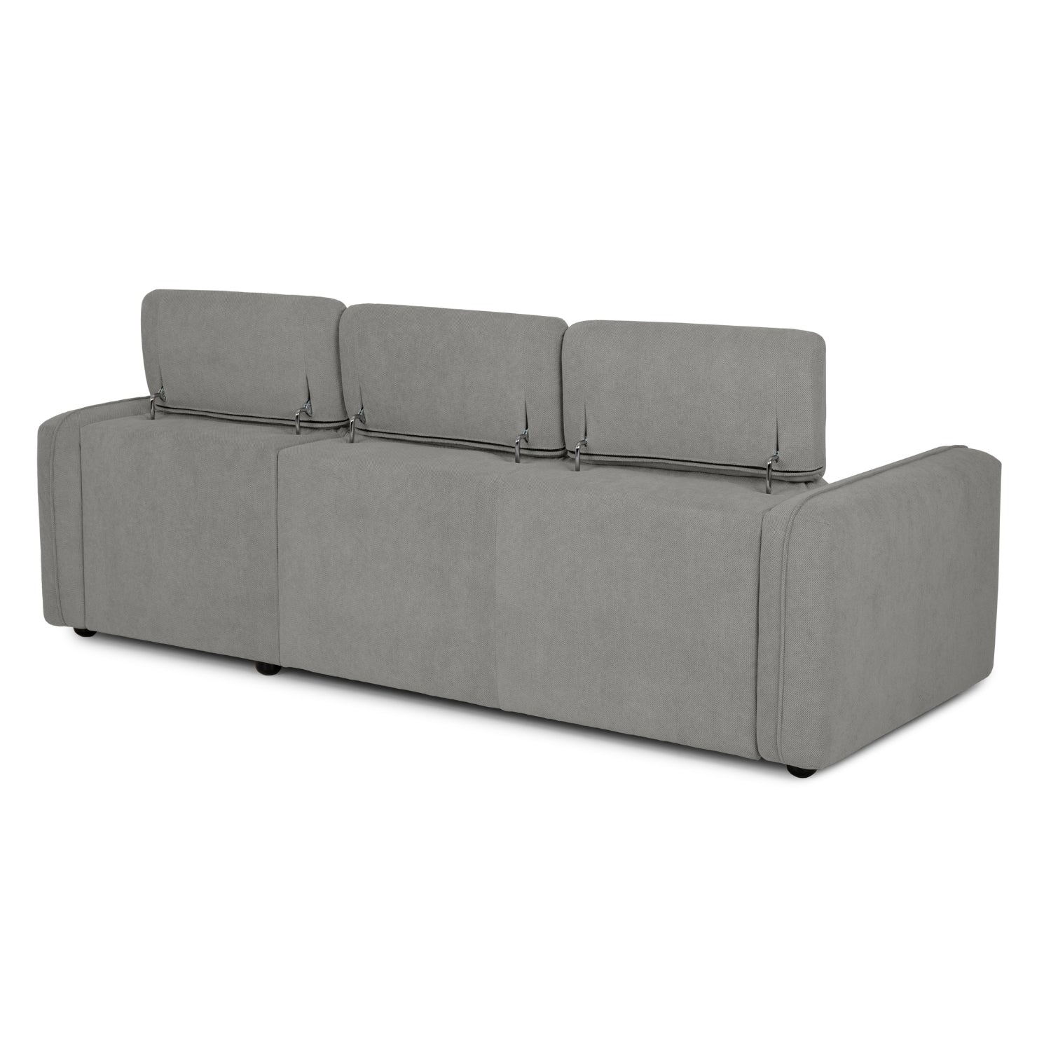 Sofá cama com chaise longue reversível e cabeceiras ajustáveis cinza MORGAN - Gato Preto