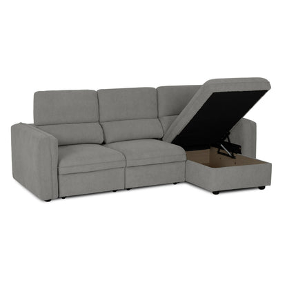 Sofá cama com chaise longue reversível e cabeceiras ajustáveis cinza MORGAN - Gato Preto