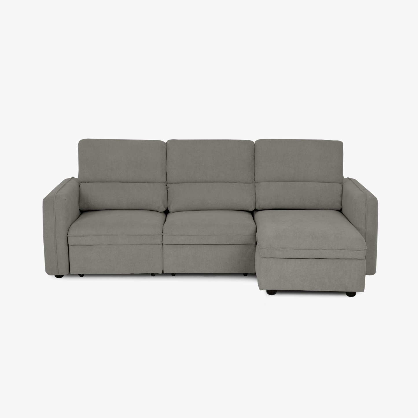 Sofá cama com chaise longue reversível e cabeceiras ajustáveis cinza MORGAN - Gato Preto