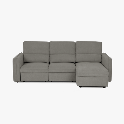Sofá cama com chaise longue reversível e cabeceiras ajustáveis cinza MORGAN - Gato Preto