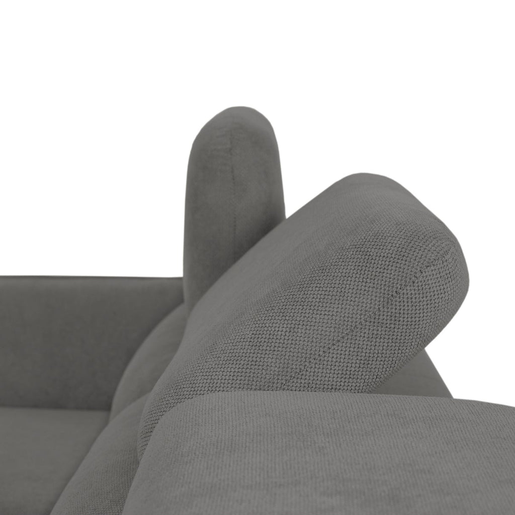 Sofá cama com chaise longue reversível e cabeceiras ajustáveis cinza MORGAN - Gato Preto