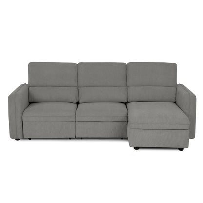 Sofá cama com chaise longue reversível e cabeceiras ajustáveis cinza MORGAN - Gato Preto