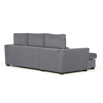 Sofá cama com chaise longue reversível e encosto reclinável cinza claro OLIVER - Gato Preto