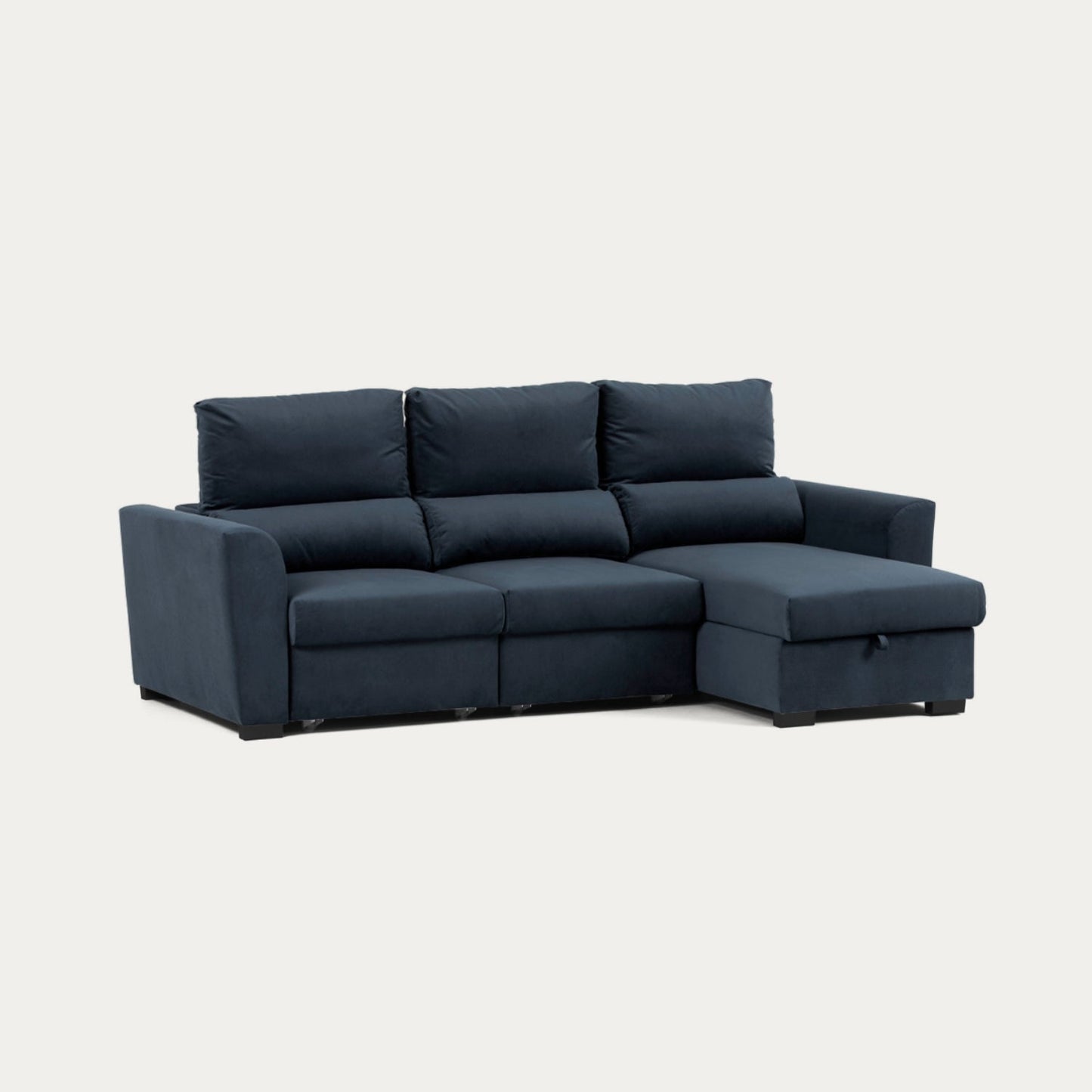 Sofá cama com chaise longue reversível e encosto reclinável cinza escuro OLIVER - Gato Preto