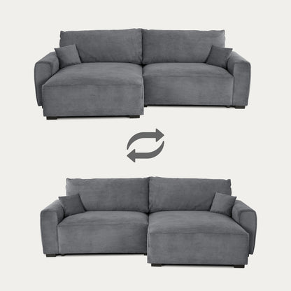 Sofá cama com chaise longue reversível LAUREN - Gato Preto