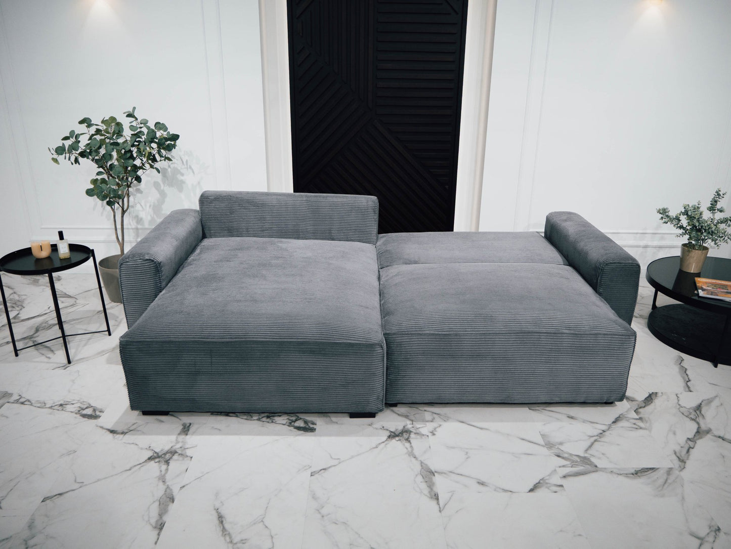 Sofá cama com chaise longue reversível LAUREN - Gato Preto