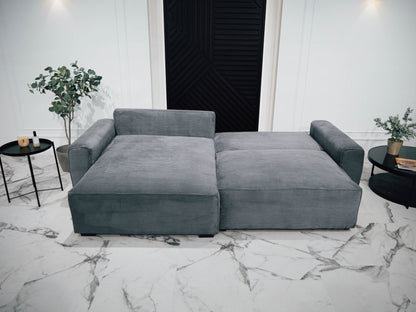 Sofá cama com chaise longue reversível LAUREN - Gato Preto