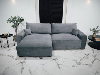 Sofá cama com chaise longue reversível LAUREN - Gato Preto