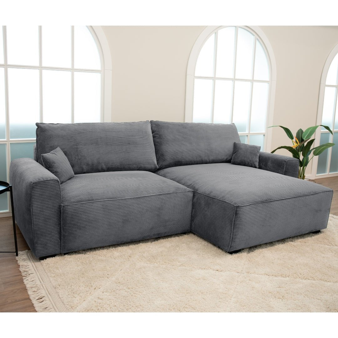 Sofá cama com chaise longue reversível LAUREN - Gato Preto