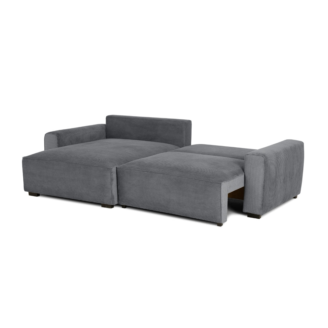 Sofá cama com chaise longue reversível LAUREN - Gato Preto