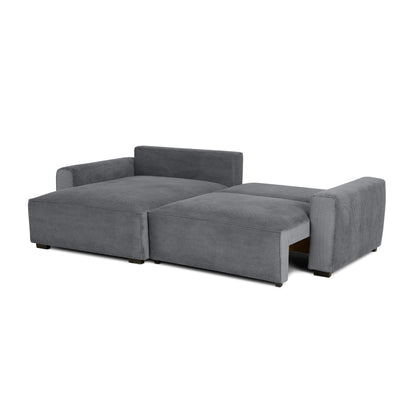 Sofá cama com chaise longue reversível LAUREN - Gato Preto