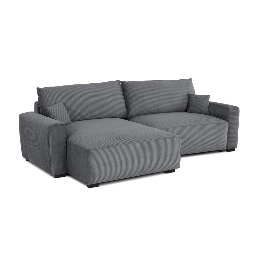 Sofá cama com chaise longue reversível LAUREN - Gato Preto