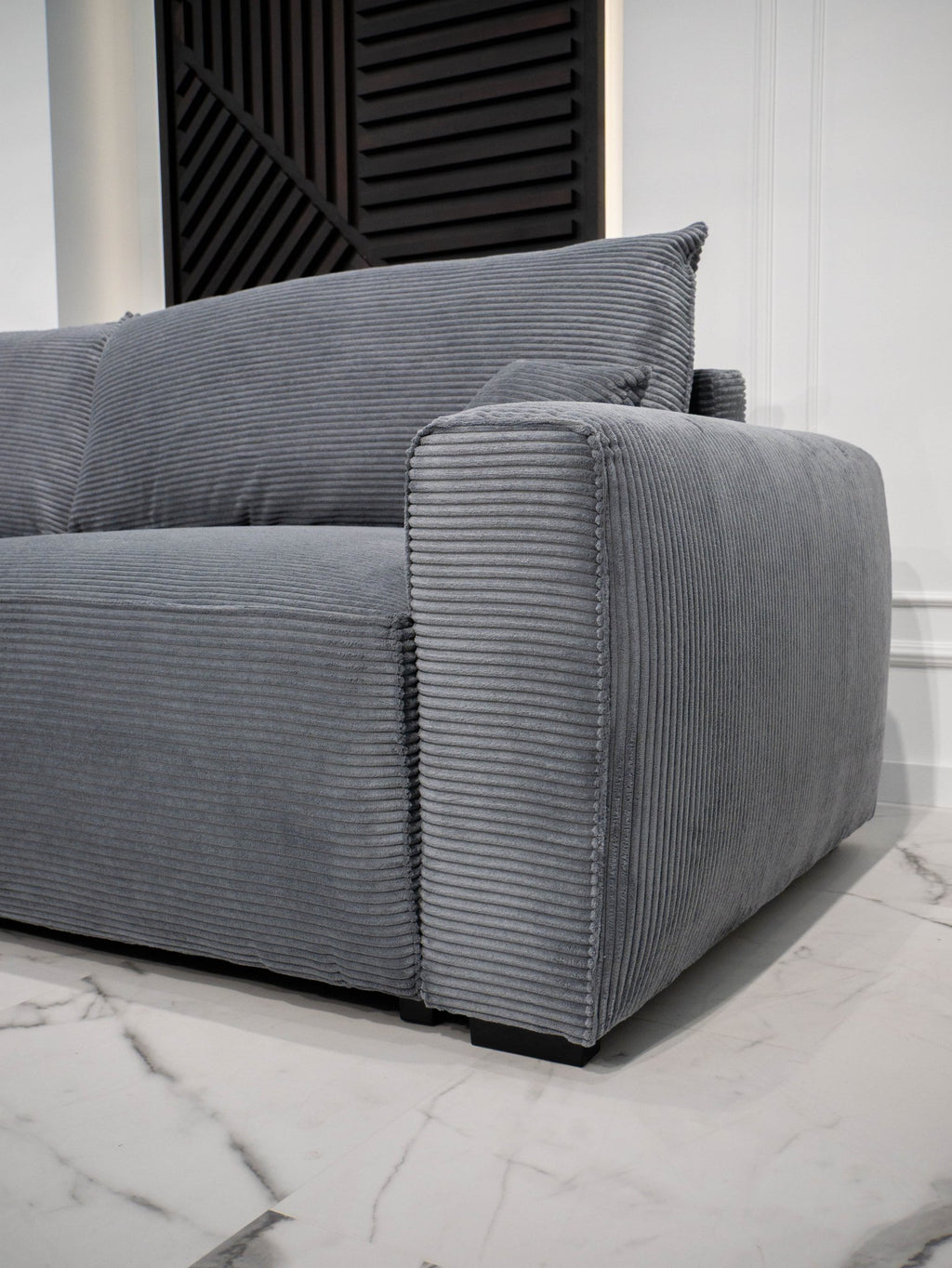 Sofá cama com chaise longue reversível LAUREN - Gato Preto