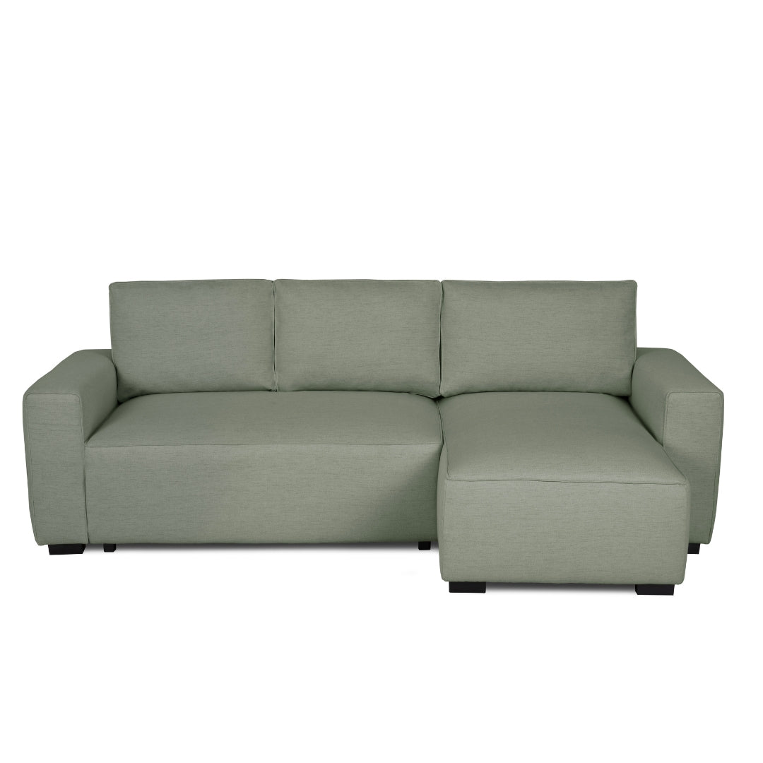 Sofá cama com chaise longue reversível verde JADE - Gato Preto