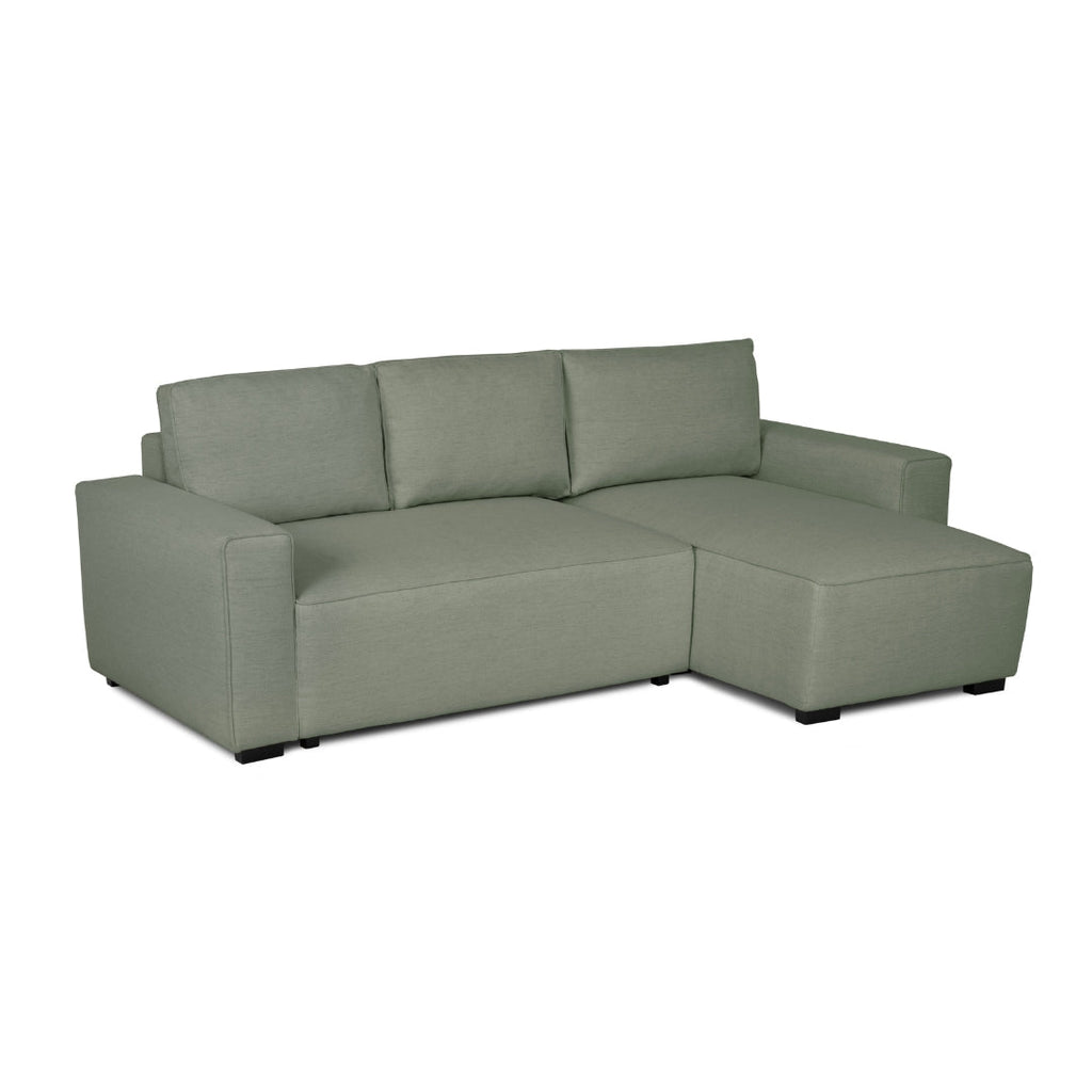 Sofá cama com chaise longue reversível verde JADE - Gato Preto
