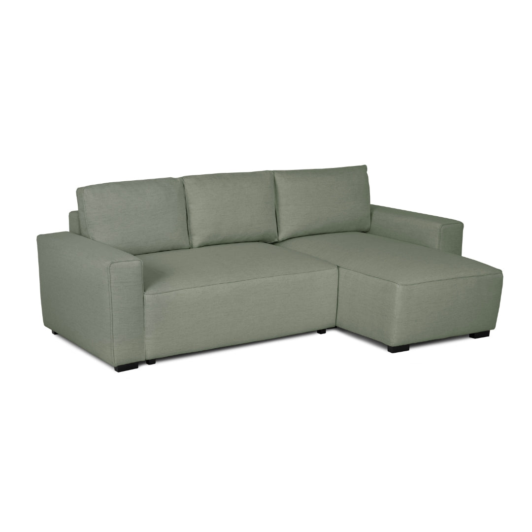 Sofá cama com chaise longue reversível verde JADE - Gato Preto