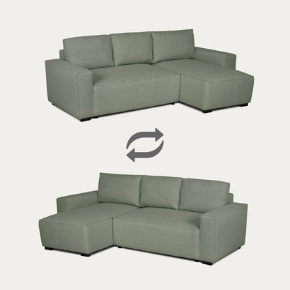 Sofá cama com chaise longue reversível verde JADE - Gato Preto