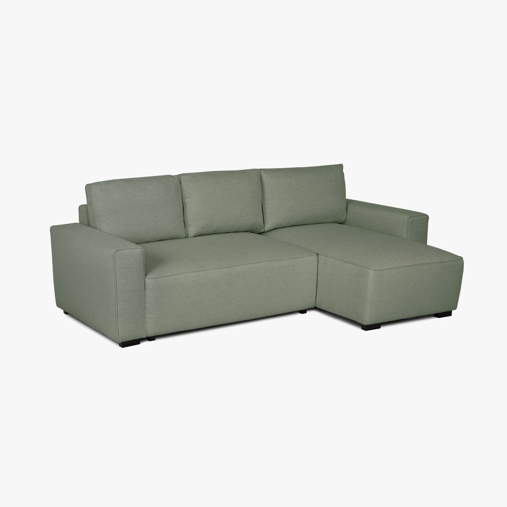 Sofá cama com chaise longue reversível verde JADE - Gato Preto