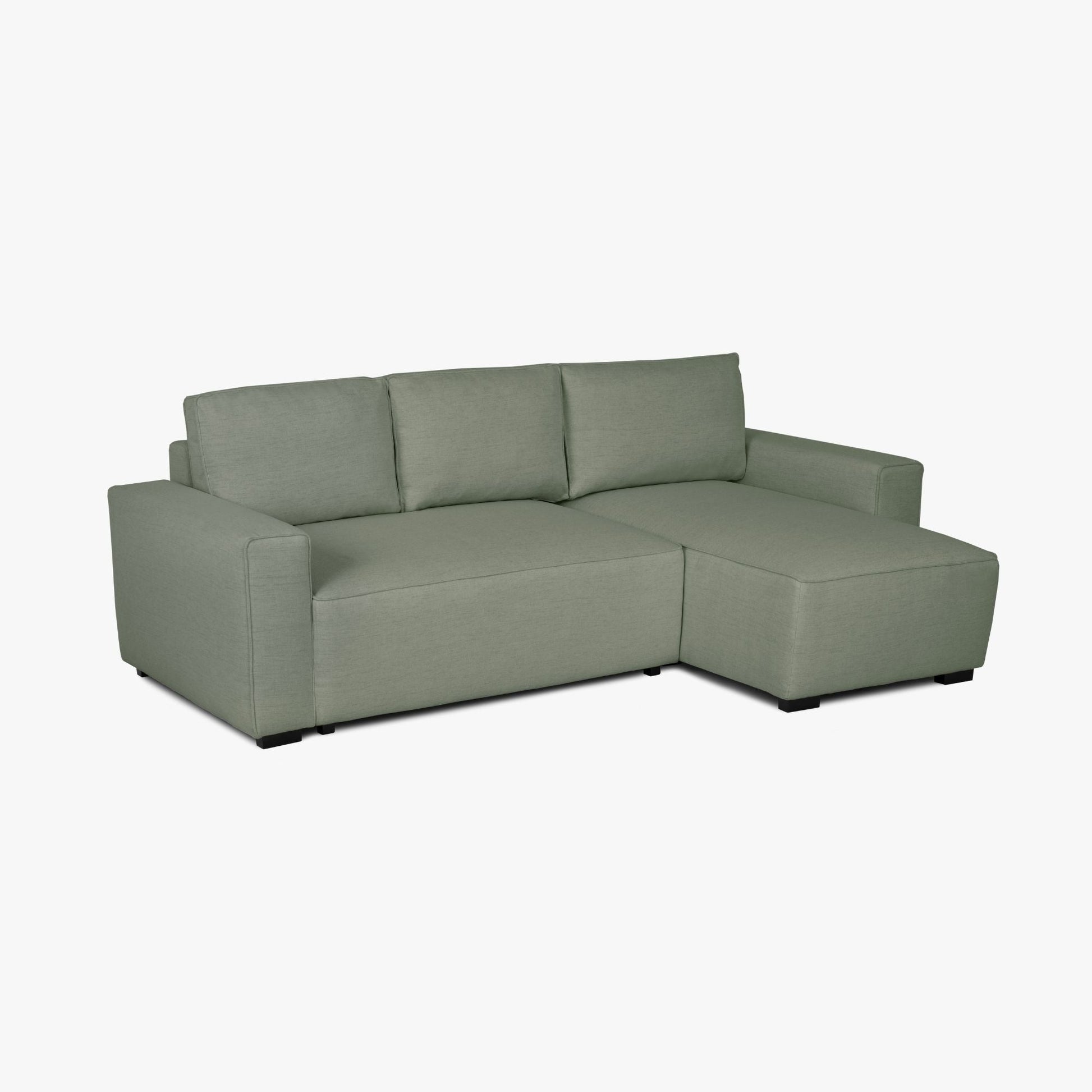 Sofá cama com chaise longue reversível verde JADE - Gato Preto