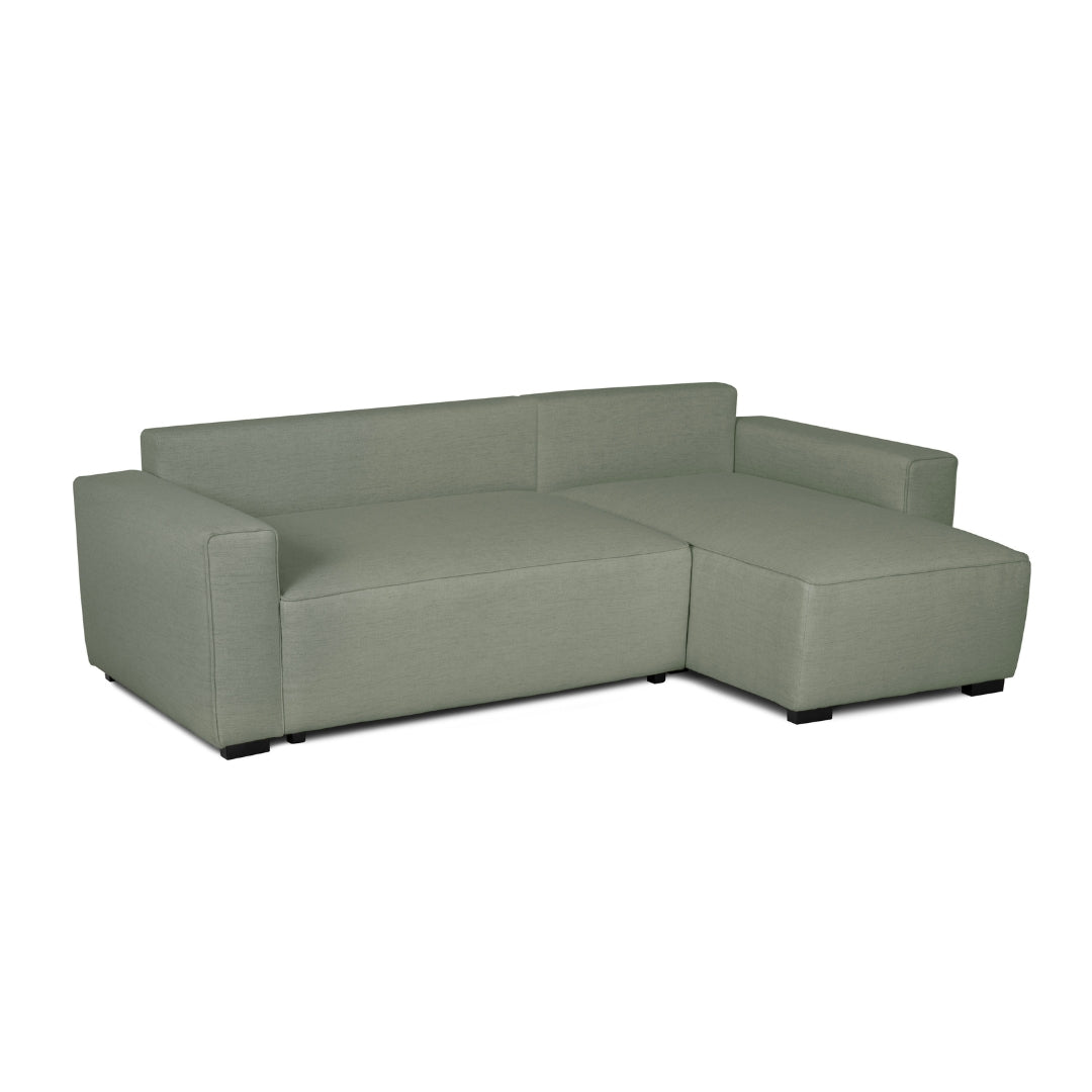 Sofá cama com chaise longue reversível verde JADE - Gato Preto