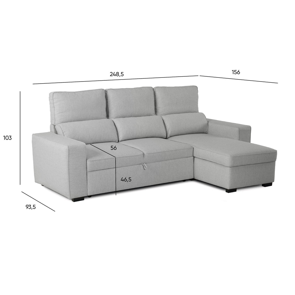 Sofá Cama com Chaise Longue SANDLER - Gato Preto