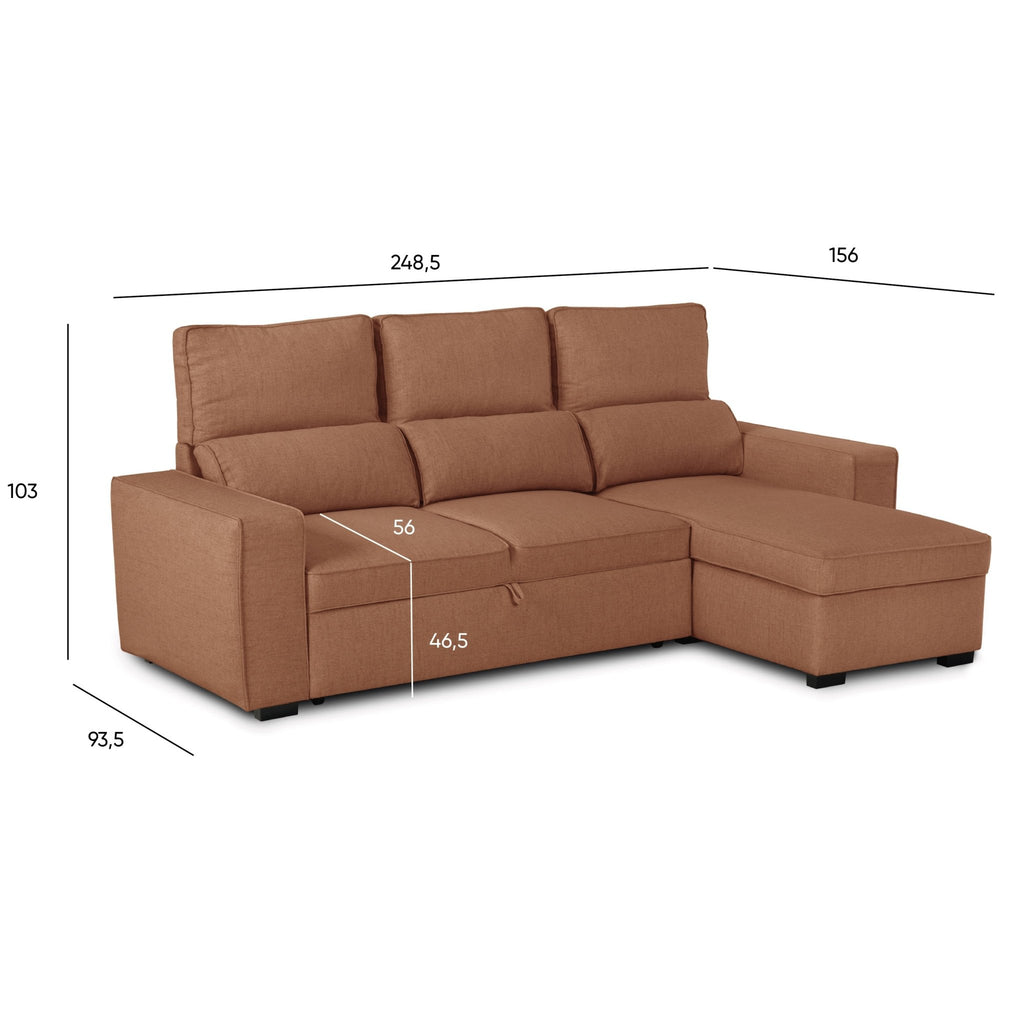 Sofá Cama com Chaise Longue SANDLER - Gato Preto