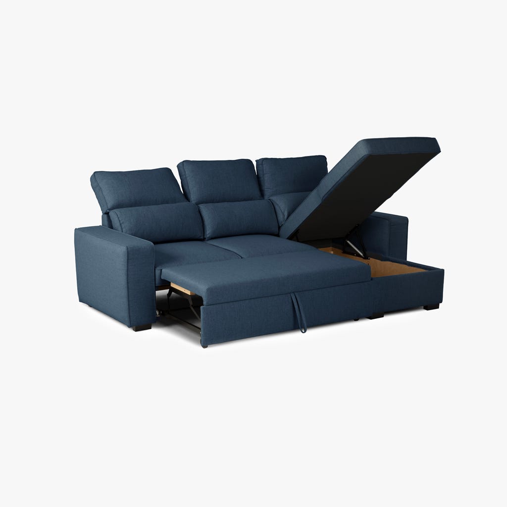 Sofá cama com chaise longue SANDLER - Gato Preto